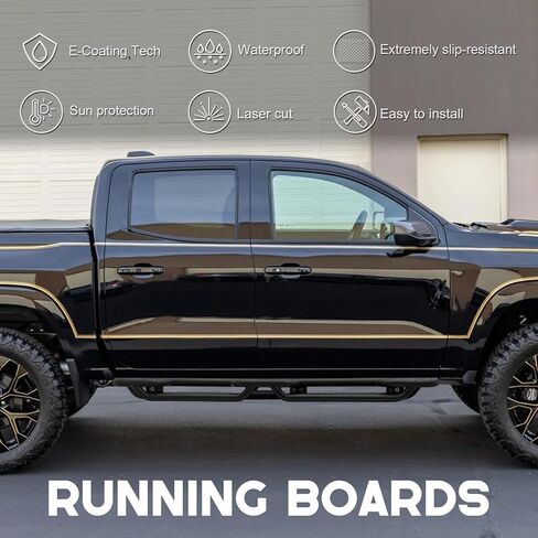 لوحات تشغيل جانبية متوافقة مع 2015-2025 Chevy Colorado/GMC Canyon Crew Cab، قضبان Nerf للسكك الحديدية، مطلية بالمسحوق (نمط أسود وأحمر) in Saudi Arabia