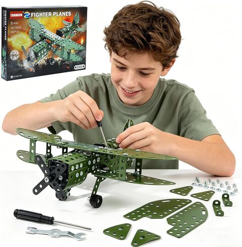 Metal Plane Toy, 318pcs Model Airplane Kits, Buildable Airplane Toy for Kids, Boys and Girls, Ages 8+ 8-12 8-13, Fighter Jet Building Set for 8 9 10 11 12 13 14 15 Year Old, Birthday Gifts for Adults in Saudi Arabia