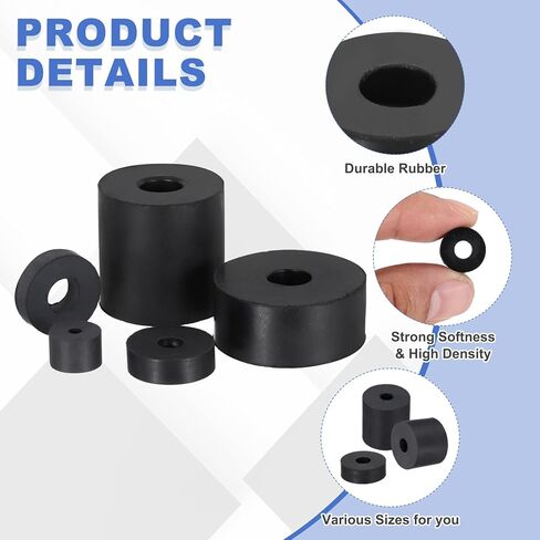 MECCANIXITY 28 Pcs Round Rubber Spacers 1/2" OD x 3/16" ID x 1/4" Thickness Multi Purpose Anti Vibration Rubber Bushing Spacer Washer Fit for Home Car Accessories, Black in Saudi Arabia