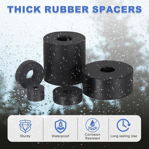 MECCANIXITY 28 Pcs Round Rubber Spacers 1/2" OD x 3/16" ID x 1/4" Thickness Multi Purpose Anti Vibration Rubber Bushing Spacer Washer Fit for Home Car Accessories, Black in Saudi Arabia