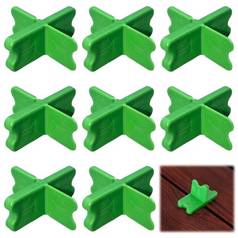 8 Pcs ABS Deck Spacer Tool,4 Thicknesses Deck Board Spacers(1/16", 1/8", 3/16", 1/4"),Green Deck Spacers Assorted for Pressure Treated Composite Decking in Saudi Arabia