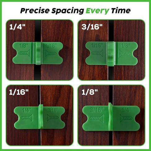 8 Pcs ABS Deck Spacer Tool,4 Thicknesses Deck Board Spacers(1/16", 1/8", 3/16", 1/4"),Green Deck Spacers Assorted for Pressure Treated Composite Decking in Saudi Arabia