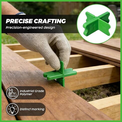 8 Pcs ABS Deck Spacer Tool,4 Thicknesses Deck Board Spacers(1/16", 1/8", 3/16", 1/4"),Green Deck Spacers Assorted for Pressure Treated Composite Decking in Saudi Arabia