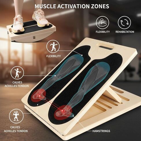 لوح مائل لتمدد ربلة الساق، لوح توازن، سعة 400 رطل، نقالة خشبية قابلة للتعديل، لوح مائل خشبي، لوح مائل مضاد للانزلاق، دعم الكاحل والكعب واستخدام العلاج الطبيعي in Kuwait