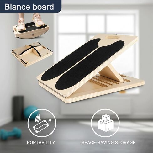 لوح مائل لتمدد ربلة الساق، لوح توازن، سعة 400 رطل، نقالة خشبية قابلة للتعديل، لوح مائل خشبي، لوح مائل مضاد للانزلاق، دعم الكاحل والكعب واستخدام العلاج الطبيعي in Kuwait