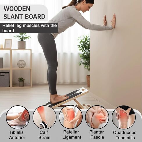 لوح مائل لتمدد ربلة الساق، لوح توازن، سعة 400 رطل، نقالة خشبية قابلة للتعديل، لوح مائل خشبي، لوح مائل مضاد للانزلاق، دعم الكاحل والكعب واستخدام العلاج الطبيعي in Kuwait
