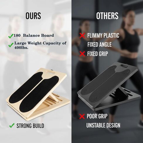 لوح مائل لتمدد ربلة الساق، لوح توازن، سعة 400 رطل، نقالة خشبية قابلة للتعديل، لوح مائل خشبي، لوح مائل مضاد للانزلاق، دعم الكاحل والكعب واستخدام العلاج الطبيعي in Kuwait