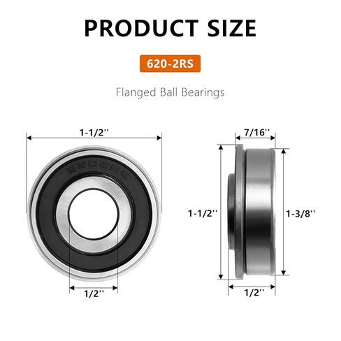 12 قطعة من محامل الكرات ذات الحواف (ID 1/2" x OD 1-3/8" x 1/2") لجزازة العشب، وعربات اليد، وعجلات العربات والشاحنات اليدوية، بديلة للماراثون، وExmark، وStens، وPrime Line وحزام الشمس. in Kuwait
