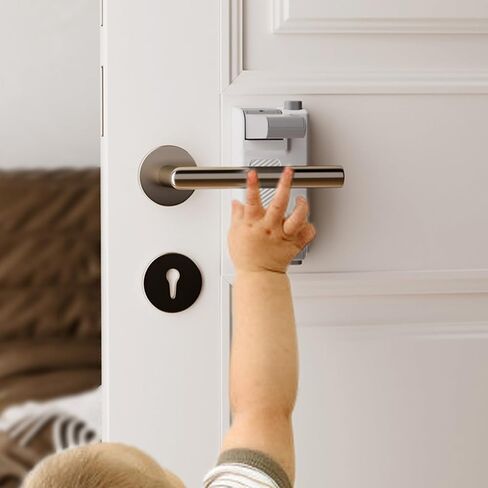 yeya ترقية قفل مقبض الباب سلامة الطفل، أقفال رافعة عالمية بيضاء مع لاصق 3m، 2-حزمة أقفال سلامة طفل صغير للأبواب الداخلية، سهلة التركيب لا توجد أدوات مطلوبة in Kuwait