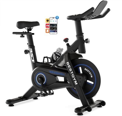 Exercise Bike, Stationary Bike with 4-WAY Adjustable Seat, LCD Monitor, Phone & Water Bottle Holder, Silent Belt Drive for Home Cardio Workout in Saudi Arabia