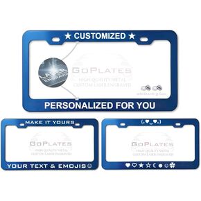 Custom License Plate Frame - Laser Engraved Personalization - Fits Standard US Plates Metal Construction - Unique Car Accessory - with Mounting Caps (Black) in Saudi Arabia