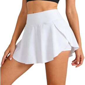 Womens Pleated Slit Tennis Skorts Athletic Golf Running Workout High Waisted Skorts Skirts Shorts in Saudi Arabia