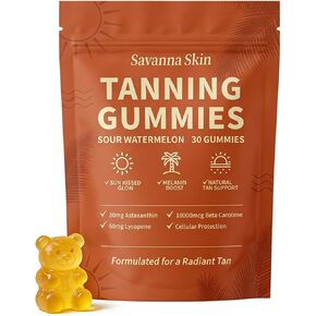 tebazoew Savanna Skin Tanning Gummies, with Astaxanthin, Beta-Carotene, Lycopene & Vitamins, Radiant Healthy Skin Natural Looking Glow, Bronzing, Non-GMO & Vegan in Kuwait