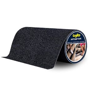 شريط مضاد للانزلاق، شريط قبضة مقاس 12 بوصة × 16 قدم للسلالم الخارجية/الداخلية، بكرة مضادة للانزلاق مقاومة للانزلاق لمداس السلالم غير قابلة للانزلاق، درجات لاصقة كاشطة عالية الاحتكاك - أسود in Kuwait