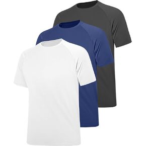 Isnowood 3 قطع من قمصان السباحة الرجالية بأكمام قصيرة، عامل حماية من أشعة الشمس فوق البنفسجية 50+، حماية من الطفح الجلدي، قمصان سريعة الجفاف لركوب الأمواج على الشاطئ in Kuwait