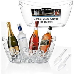 2-Pack Clear Acrylic Ice Buckets for Parties (5.5L Each) – Large Plastic Beverage Tubs with Scoops – Wine Bucket Chiller for Parties, Drink Buckets for Outdoor Events, Mimosa Bar, BBQ in Saudi Arabia