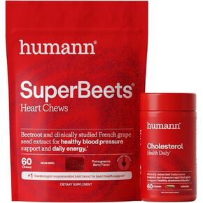 Humann SuperBeets Heart Chews & Cholesterol Health Daily Bundle, Blood Pressure and Cholesterol Support Supplements, 120ct in Kuwait