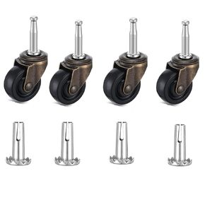 4-Piece Set of Antique Brass Rollers with Rubber Wheels Suitable for Tables, Sofas, wardrobes, Dressing Tables, cabinets, Chairs, 1-5/8-inch Pole Roller Replacement, Suitable for Hardwood Flooring in Kuwait