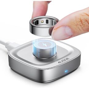 Ring Chager Compatible with Ou-ra Ring4, Fast Charge for Ou-ra Ring Gen 4 of Size 8, Charging Dock with USB-C Cable (Silver Grey) in Kuwait