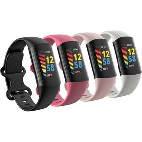 4 قطع من الأساور المقاومة للماء متوافقة مع Fitbit Charge 5 / Fitbit Charge 6 للنساء والرجال، أساور معصم بديلة رياضية ناعمة كلاسيكية للنساء والرجال in Kuwait