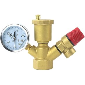 8bar/10bar Brass Boiler Safety Group Set Complete Pressure Relief Valve Air Vent Safety Valve with Pressure Gauge(10bar) in Kuwait