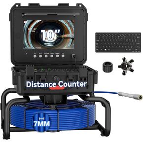 كاميرا فحص المجاري IPS 10 بوصة مع محدد موقع 512 هرتز، 1080P AHD، كابل 50 متر، DVR، التسوية الذاتية التلقائية، تكبير 5X، بطاقة TF، مصابيح LED للأنابيب/الجدار/الصرف (100 قدم) in Kuwait