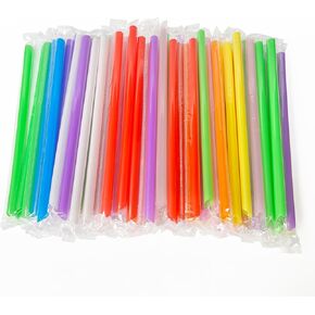 300 Individually Wrapped Boba Straws 0.43" x 9.5" Jumbo Disposable Plastic Straws for Smoothies, Milkshakes & Bubble Tea-Large Thick Straws, Plastic Straws Disposable, Boba Straws Disposable. in Saudi Arabia