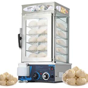5-Layer Commercial Bun Steamer, Electric Dim Sum Steamer for Bao Buns, 1200W, Temperature Range + Timing, Electric Food Steamer Warmers in Kuwait