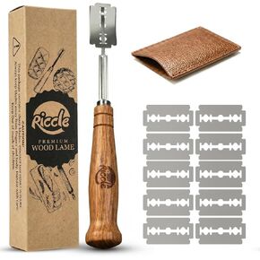 أداة تقطيع الخبز من ريكل، سكين تسجيل العجين بمقبض مريح من خشب البلوط مع 10 شفرات حلاقة وغطاء تخزين in Kuwait