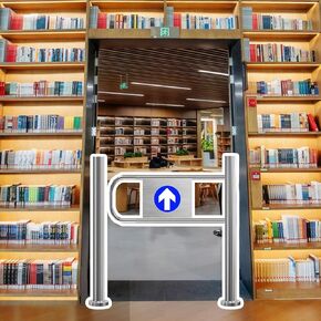 باب دوار تلقائي للمكتبات - بوابة متأرجحة آمنة في اتجاه واحد بأبعاد الفتح الأيمن 90 × 100 سم (35 × 39 بوصة) - الحل المثالي للوصول إلى المدخل الرئيسي in Kuwait