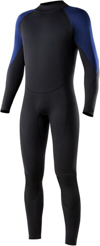 Niksa Men Wetsuit 3/2mm ، SBR Neoprene بدلة رطبة كاملة ykk back zip لركوب الأمواج للسباحة الرياضات المائية in Kuwait