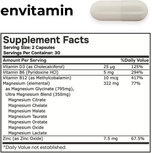 envitamin Ultra Magnesium Glycinate - 8 in 1 Formula with Methylated Vitamin B12, Vitamin D3 and B6. in Kuwait
