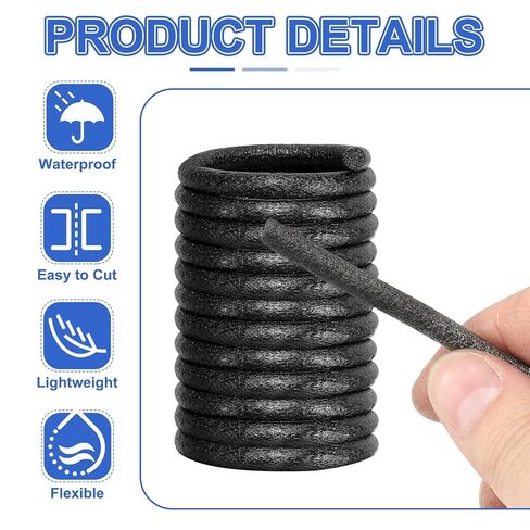 PATIKIL 3/16 Inch(5mm) Diameter x 1968.5 Feet Backer Rod for Gaps and Joints, Foam Rope Caulk Crack Joint Filler Roll Seal Weather Strip for Home Construction, Black in Saudi Arabia