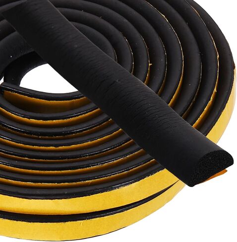 PATIKIL 16.4FT Solid Rubber Weather Stripping, 1/2" W x 1/4" H Self Adhesive D Shape EPDM Rubber Seal Strip Gasket for Door Frame Window Insulation RVs Furniture Cabinets, Black in Saudi Arabia