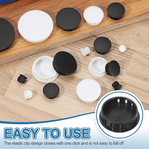 PATIKIL 35 mm/1-3/8 Plastic Hole Plugs, 15 Pack Flush Type Round Plug Snap in Hole Panel Tube Kitchen Cabinet Furniture Fencing Post Pipe Insert End Caps, Black in Saudi Arabia