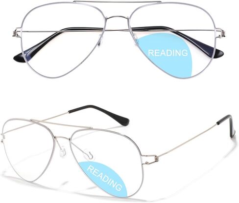 Bifocal Aviator Reading Glasses for Women Men Blue Light Blocking Readers Classic Double Bridge in Saudi Arabia