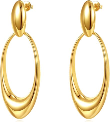 14k Gold Stud Earrings for Women Hypoallergenic Women’s Geometric Link Drop Stud Earrings Jewelry Gifts for Womens Mom Her in Saudi Arabia