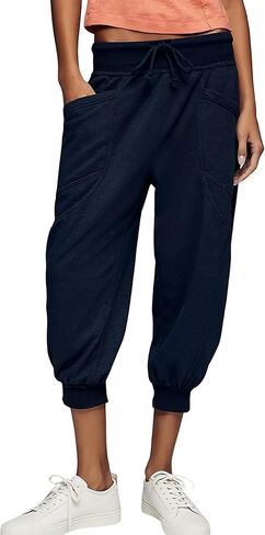 بنطال كابري نسائي من Eutten برباط قصير مع جيوب بجزء سفلي بخصر مطاطي كابري in Kuwait