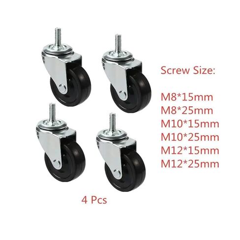 [Pack of 4] 2.5-inch casters M8/M10/M12 wear-Resistant Truck Sliding Screws Rubber Universal Wheels Furniture/Cabinet Rolling(M12-15mm) in Saudi Arabia