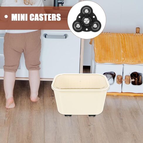 4 قطع من عجلات TIDTALEO ذاتية اللصق بمحمل كروي صغير لصناديق التخزين والأجهزة الصغيرة، بكرات بكرة لاصقة دوارة ناعمة، تصميم من الفولاذ الأسود بأربع كرات للتحرك المنزلي in Kuwait