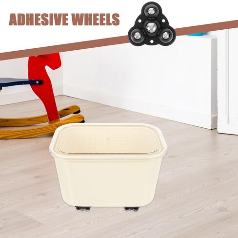 4 قطع من عجلات TIDTALEO ذاتية اللصق بمحمل كروي صغير لصناديق التخزين والأجهزة الصغيرة، بكرات بكرة لاصقة دوارة ناعمة، تصميم من الفولاذ الأسود بأربع كرات للتحرك المنزلي in Kuwait