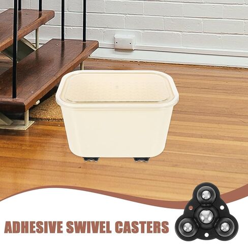4 قطع من عجلات TIDTALEO ذاتية اللصق بمحمل كروي صغير لصناديق التخزين والأجهزة الصغيرة، بكرات بكرة لاصقة دوارة ناعمة، تصميم من الفولاذ الأسود بأربع كرات للتحرك المنزلي in Kuwait
