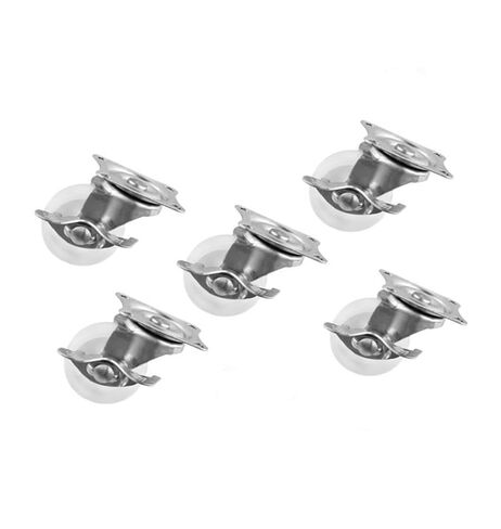 (عبوة من 5) عجلات عالمية مقاس 2 بوصة مع فرامل، قطر 5 سم، بكرات خزانة عرض مسطحة القاع من البولي بروبيلين باللون الأبيض in Kuwait