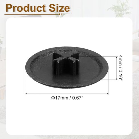 uxcell 200Pcs Screw Cap Covers, 17 x 4mm Plastic, Black, Decorative, Easy to Use, Home & Shop Decoration, Furniture in Saudi Arabia