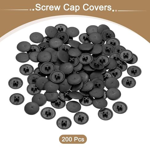 uxcell 200Pcs Screw Cap Covers, 17 x 4mm Plastic, Black, Decorative, Easy to Use, Home & Shop Decoration, Furniture in Saudi Arabia