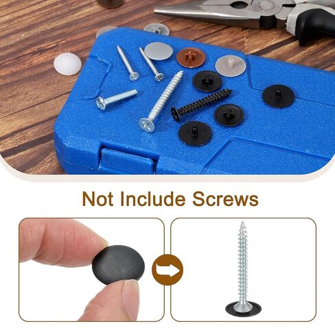 uxcell 200Pcs Screw Cap Covers, 17 x 4mm Plastic, Black, Decorative, Easy to Use, Home & Shop Decoration, Furniture in Saudi Arabia