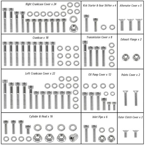 304 Stainless Steel Engine Bolt Kit Compatible with Honda Trail 90 CT90 1966-1979（119Pcs） in Saudi Arabia