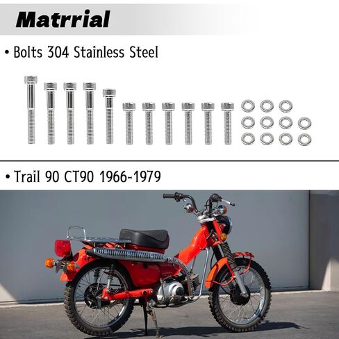 304 Stainless Steel Engine Bolt Kit Compatible with Honda Trail 90 CT90 1966-1979（119Pcs） in Saudi Arabia