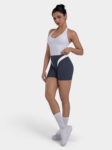 Sunzel Colorblock Biker Shorts Women High Waist Tummy Control – Buttery Soft Squat Proof No Front Seam Workout Spandex Shorts in Saudi Arabia