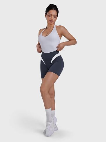Sunzel Colorblock Biker Shorts Women High Waist Tummy Control – Buttery Soft Squat Proof No Front Seam Workout Spandex Shorts in Saudi Arabia